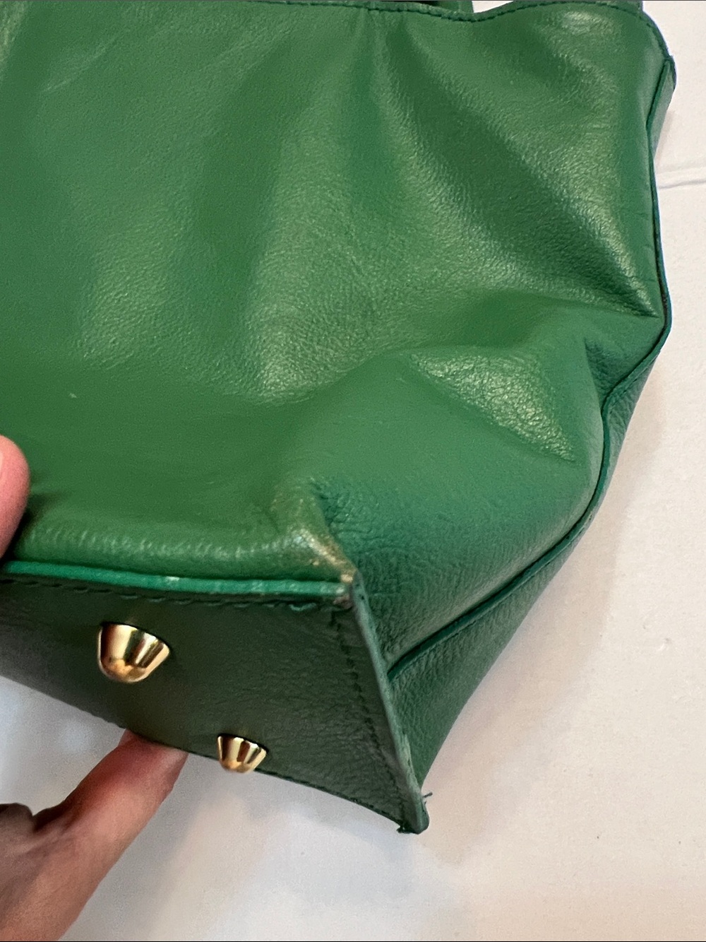 ANNA PAOLA EMERALD GREEN LEATHER BONNIE TOTE TOP HANDLE BAG GOLD HARDWARE - Picture 15 of 16
